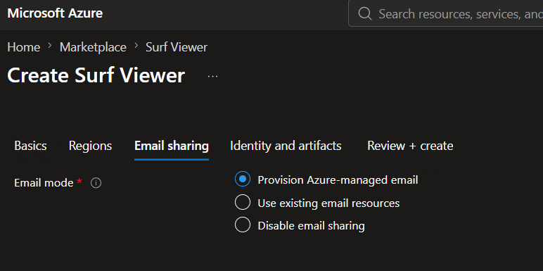 Set the provisioned email address during Surf Viewer deployment